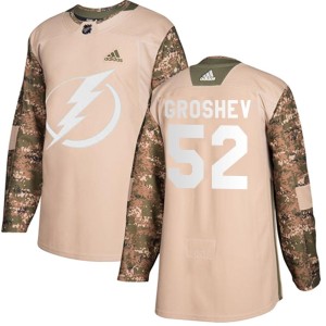 Maxim Groshev Men's Adidas Tampa Bay Lightning Authentic Camo Veterans Day Practice Jersey