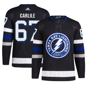 Declan Carlile Men's Adidas Tampa Bay Lightning Authentic Black Alternate Primegreen Jersey