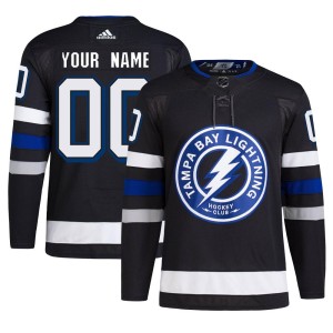 Custom Men's Adidas Tampa Bay Lightning Authentic Black Custom Alternate Primegreen Jersey