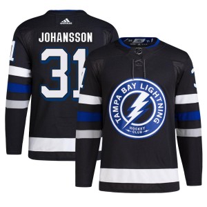 Jonas Johansson Men's Adidas Tampa Bay Lightning Authentic Black Alternate Primegreen Jersey