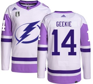 Conor Geekie Men's Adidas Tampa Bay Lightning Authentic Hockey Fights Cancer 2022 Stanley Cup Final Jersey