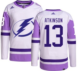 Cameron Atkinson Men's Adidas Tampa Bay Lightning Authentic Hockey Fights Cancer Jersey