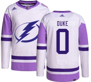 Dylan Duke Men's Adidas Tampa Bay Lightning Authentic Hockey Fights Cancer Jersey