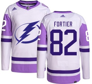 Gabriel Fortier Men's Adidas Tampa Bay Lightning Authentic Hockey Fights Cancer Jersey