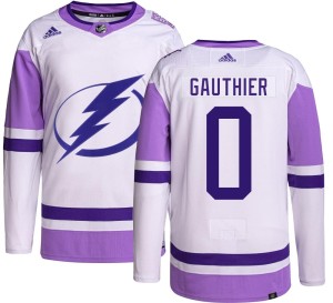 Ethan Gauthier Men's Adidas Tampa Bay Lightning Authentic Hockey Fights Cancer Jersey