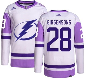 Zemgus Girgensons Men's Adidas Tampa Bay Lightning Authentic Hockey Fights Cancer Jersey