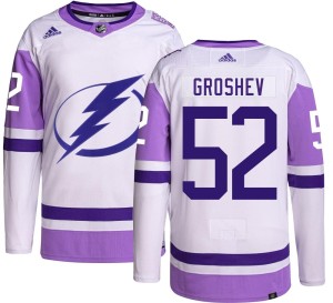 Maxim Groshev Men's Adidas Tampa Bay Lightning Authentic Hockey Fights Cancer Jersey