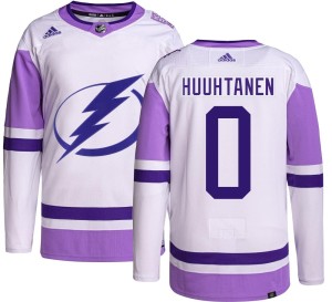 Niko Huuhtanen Men's Adidas Tampa Bay Lightning Authentic Hockey Fights Cancer Jersey