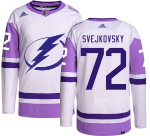 Lukas Svejkovsky Men's Adidas Tampa Bay Lightning Authentic Hockey Fights Cancer Jersey