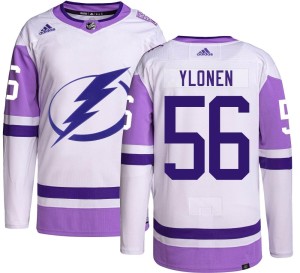 Jesse Ylonen Men's Adidas Tampa Bay Lightning Authentic Hockey Fights Cancer Jersey