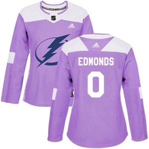 Lucas Edmonds Women's Adidas Tampa Bay Lightning Authentic Purple Fights Cancer Practice Jersey