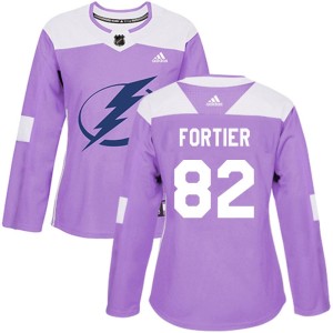 Gabriel Fortier Women's Adidas Tampa Bay Lightning Authentic Purple Fights Cancer Practice Jersey