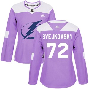 Lukas Svejkovsky Women's Adidas Tampa Bay Lightning Authentic Purple Fights Cancer Practice Jersey