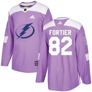 Gabriel Fortier Men's Adidas Tampa Bay Lightning Authentic Purple Fights Cancer Practice Jersey