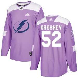 Maxim Groshev Men's Adidas Tampa Bay Lightning Authentic Purple Fights Cancer Practice Jersey