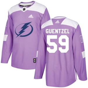 Jake Guentzel Men's Adidas Tampa Bay Lightning Authentic Purple Fights Cancer Practice Jersey