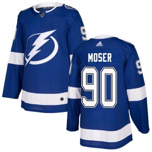 Janis Moser Men's Adidas Tampa Bay Lightning Authentic Blue Home Jersey