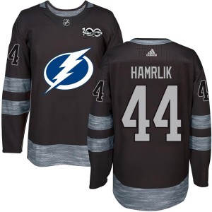 Roman Hamrlik Men's Tampa Bay Lightning Authentic Black 1917-2017 100th Anniversary Jersey