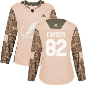 Gabriel Fortier Women's Adidas Tampa Bay Lightning Authentic Camo Veterans Day Practice Jersey