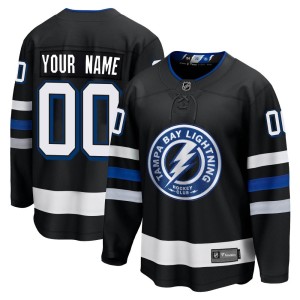 Custom Men's Fanatics Branded Tampa Bay Lightning Premier Black Custom Breakaway Alternate Jersey