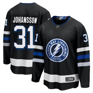 Jonas Johansson Men's Fanatics Branded Tampa Bay Lightning Premier Black Breakaway Alternate Jersey