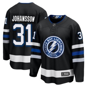 Jonas Johansson Youth Fanatics Branded Tampa Bay Lightning Premier Black Breakaway Alternate Jersey