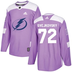 Lukas Svejkovsky Youth Adidas Tampa Bay Lightning Authentic Purple Fights Cancer Practice Jersey